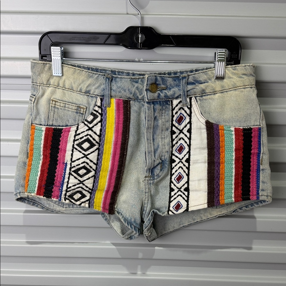 FARM Rio Multicolor Patterned Jean Shorts BRZ/38 US/27